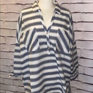 Favlux navy & cream shirt. 1X